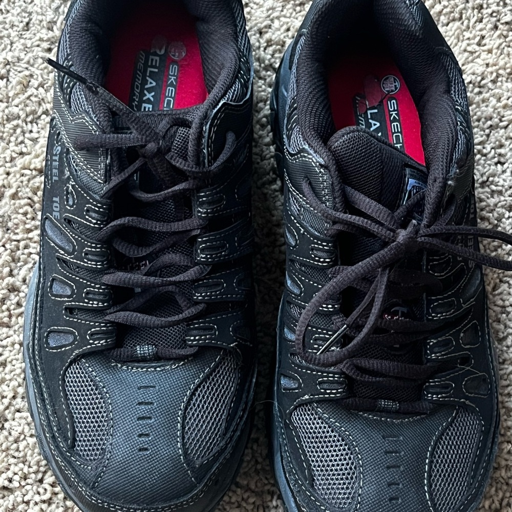 Skechers Men's Black and Gray Steel Toe work shoes